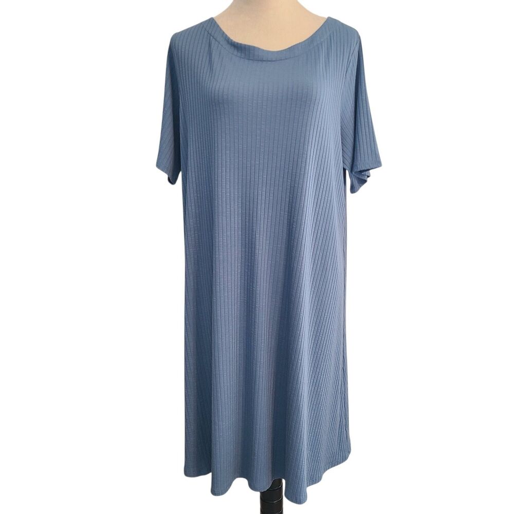 J Jill Wearever Ribbed Knit Shift Dress XLP Night Sky Coastal Grandma Minimalist